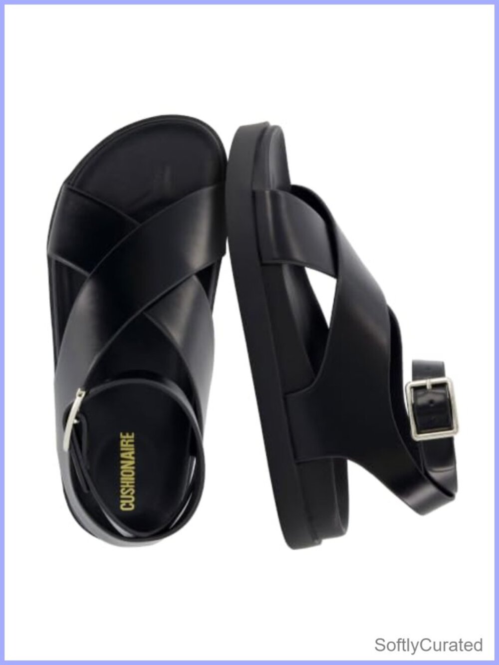 CUSHIONAIRE Emoji Platform Sandal Vegan Leather Crisscross Ankle Buckle